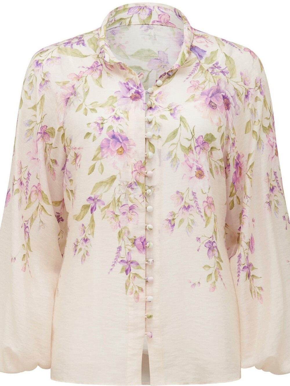 Evernew Floral Blouse Button Up Small 4. PTP 19" - Picture 4 of 10